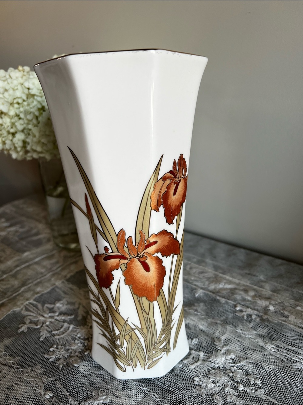 Vintage Mid-Century Modern Rust / Orange Iris Vase Japan